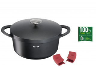 Tefal E2184634 Trattoria öntött alumínium fedős 24 cm-es fekete lábas Otthon