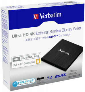 Verbatim Ultra HD 4K External Slimline Blu-ray író (43888) PC