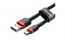 Baseus Cafule USB - MicroUSB adat, töltőkábel 2.4A 2m (Fekete-Piros) (CAMKLF-B91) thumbnail