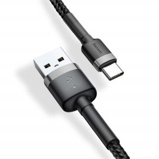 Baseus Cafule USB - USB-C adat, töltőkábel 3A 2m (Fekete-Szürke) (CATKLF-CG1) PC