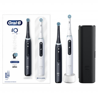 Oral-B iO Series 5 2 db-os matt fekete+fehér elektromos fogkefe szett Otthon